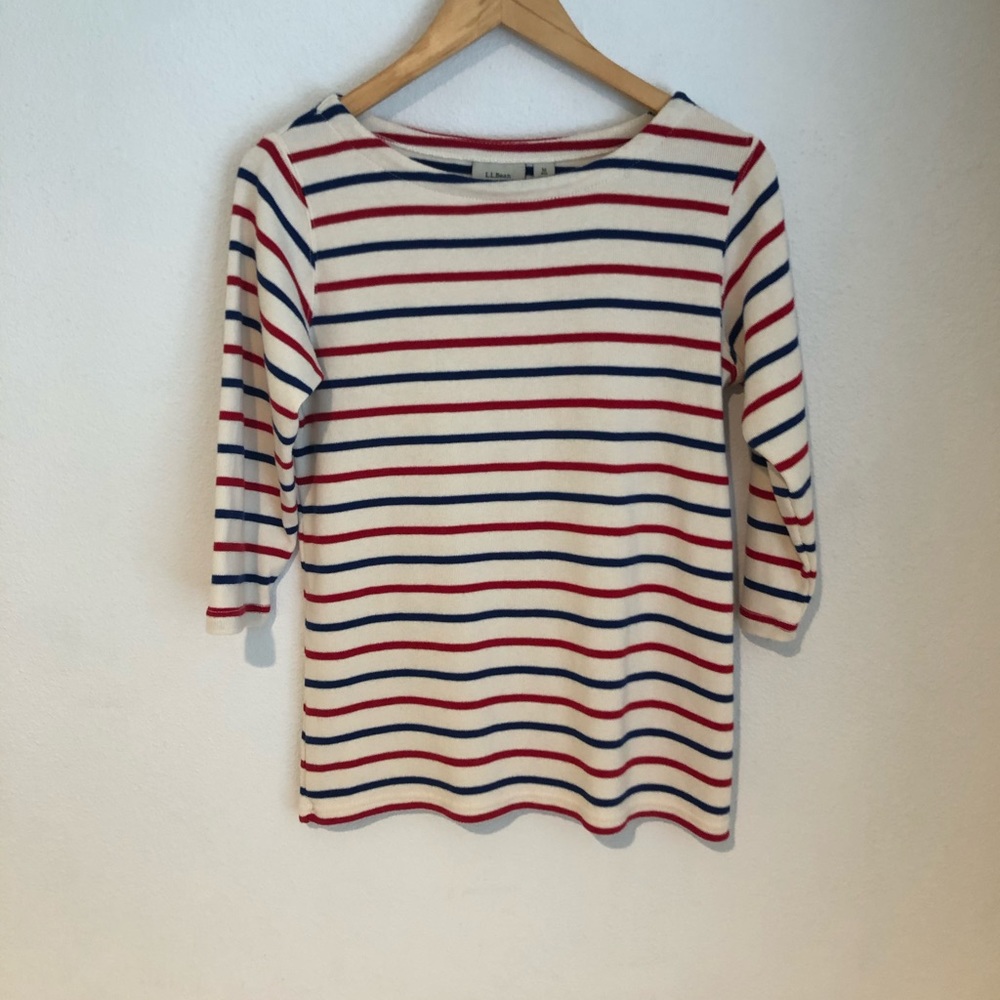 L. L. Beans classic nautical striped Shirt size M